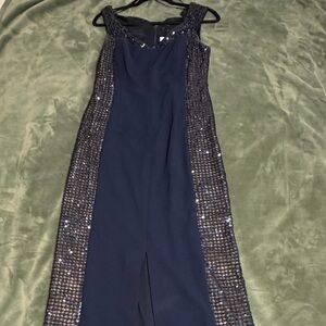 Calvin Klein Elegant Navy Sequin Evening Dress